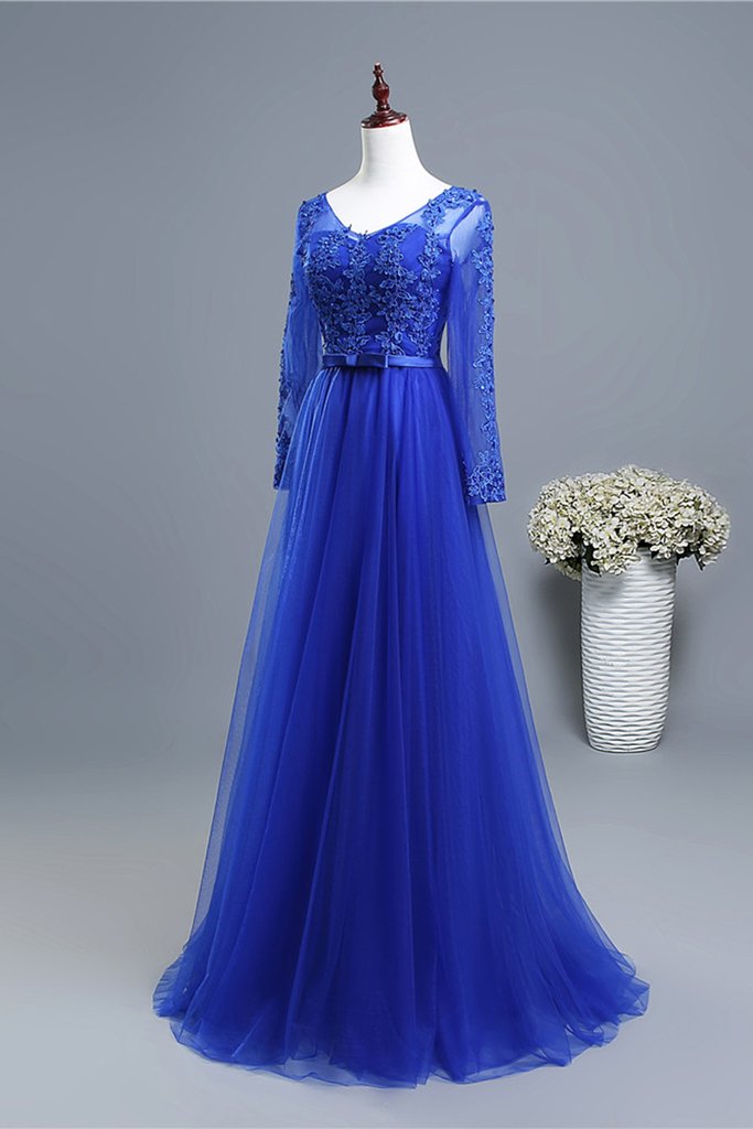 royal blue bridesmaid dresses long sleeve Country Bridesmaid Dresses Navy Blue Lace & Chiffon... From Dress_1st, $84.93