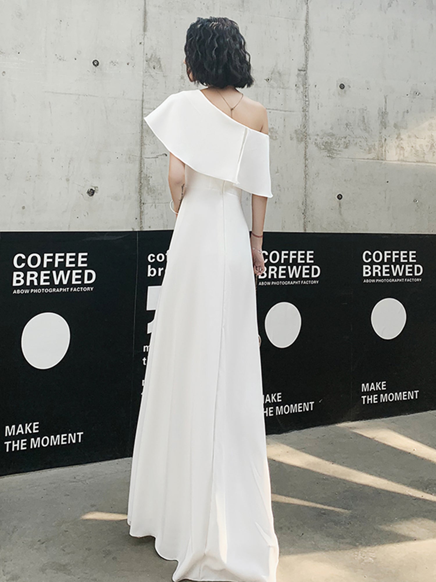Sexy White Off Shoulder with Leg Slit Long Evening Dress, White Formal Cutedressy Sexy White Off Shoulder with Leg Slit Long Evening Dress, White Formal Cutedressy