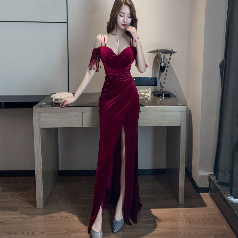 Sexy Wine Red Velvet Mermaid Sweetheart Long Evening Dress, Off Should – Cutedressy Sexy Wine Red Velvet Mermaid Sweetheart Long Evening Dress, Off Should – Cutedressy