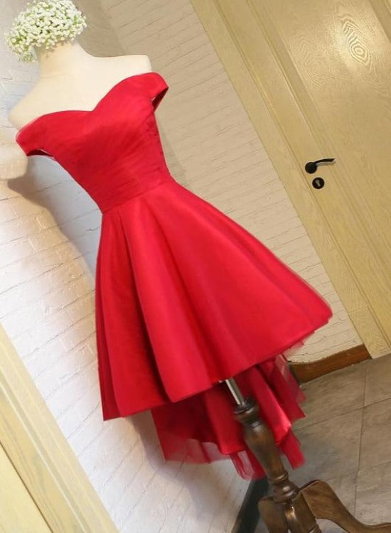 Simple Sweetheart Off Shoulder High Low Party Dress Homecoming Dress, Short Prom Dresses