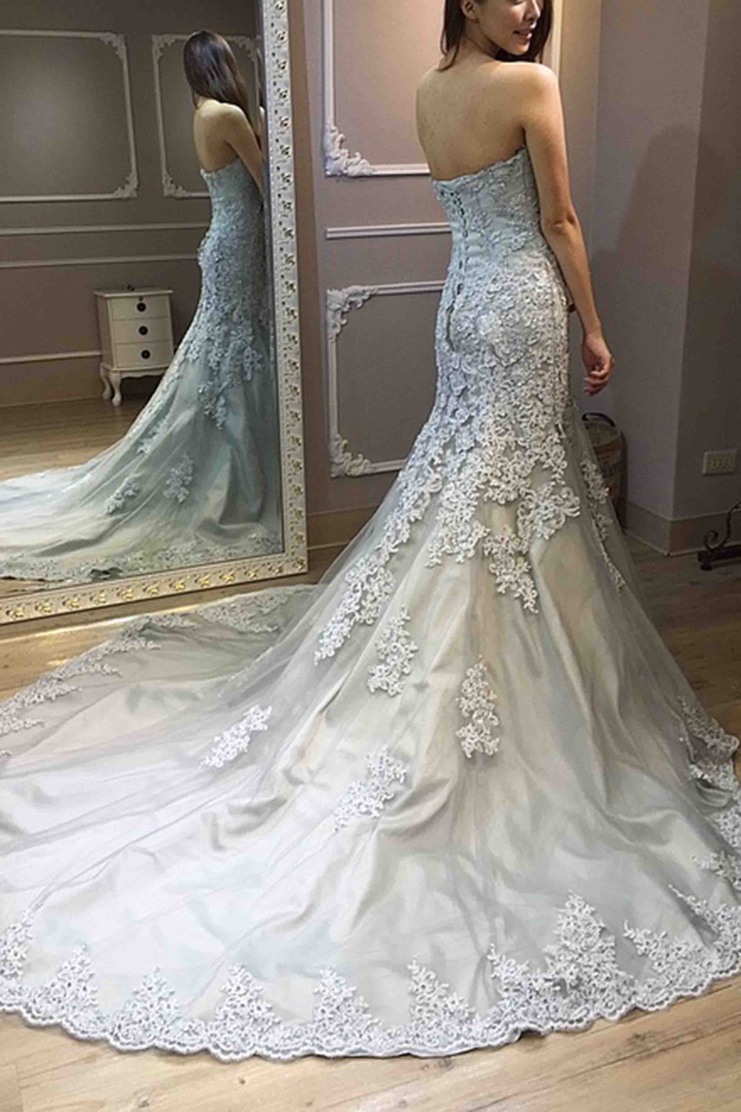 Charming Light Grey Mermaid Tulle Lace Satin Sweetheart Prom Dresses, Cutedressy Charming Light Grey Mermaid Tulle Lace Satin Sweetheart Prom Dresses, Cutedressy