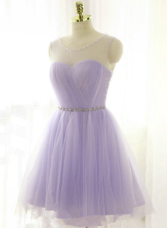 Cute Lavender Homecoming Dress with Belt, Lovely Short Prom Dress
