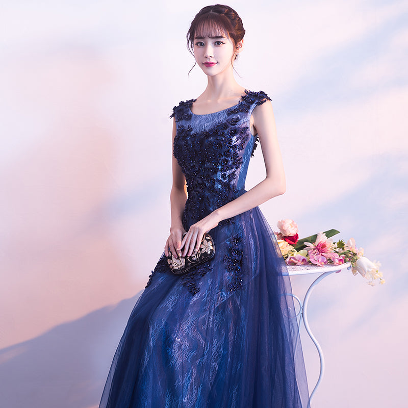 Beautiful A-line Tulle Straps Long Formal Gown Tulle Party Dresses Evening Dresses Y4643