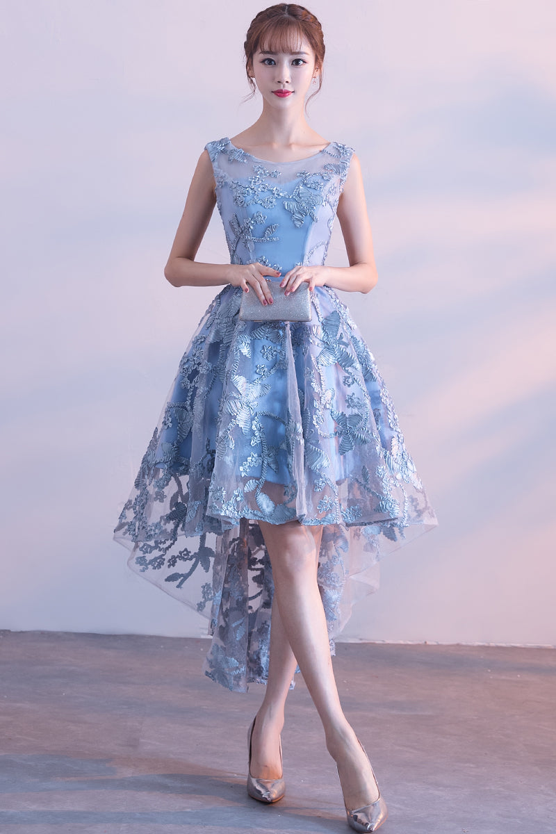 Cute Lace Blue Round Neckline New Style Party Dress, Lace Prom Dress Cute Lace Blue Round Neckline New Style Party Dress, Lace Prom Dress
