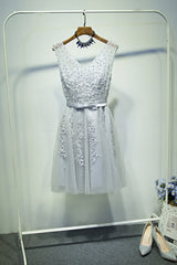 Lovely Tulle Beaded and Applique Knee Length Party Dress, Lovely Tulle Formal Dress