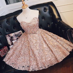 Cute Sweetheart Short Lace Party Dress, Homecoming Dress
