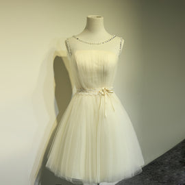 Lovely Champagne Tulle Round Neckline Party Dress, Cute Teen Formal Dress