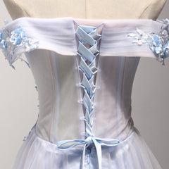 Light Blue Sweetheart Tulle Party Dress , Short Formal Dress