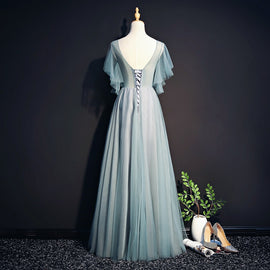 Beautiful Mint Green Tulle Long Party Gown, Tulle Formal Dress