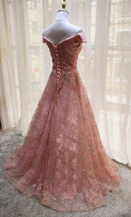 Beautiful Handmade Off Shoulder Sequins Long Formal Dress, Party Dress