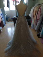 Charming Grey Tulle Round Neckline Prom Gown , Grey Formal Dress Long