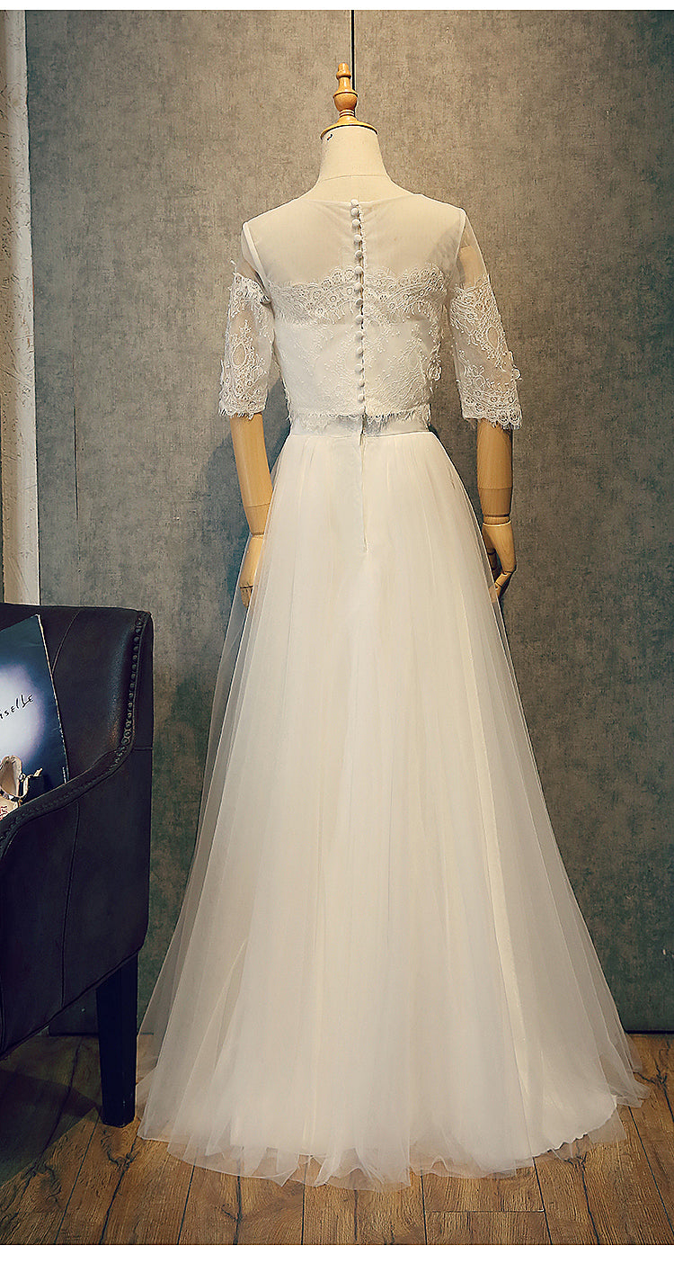 Beautiful White Tulle Two Piece Lace Party Dress, Simple White Evening – Cutedressy Beautiful White Tulle Two Piece Lace Party Dress, Simple White Evening – Cutedressy
