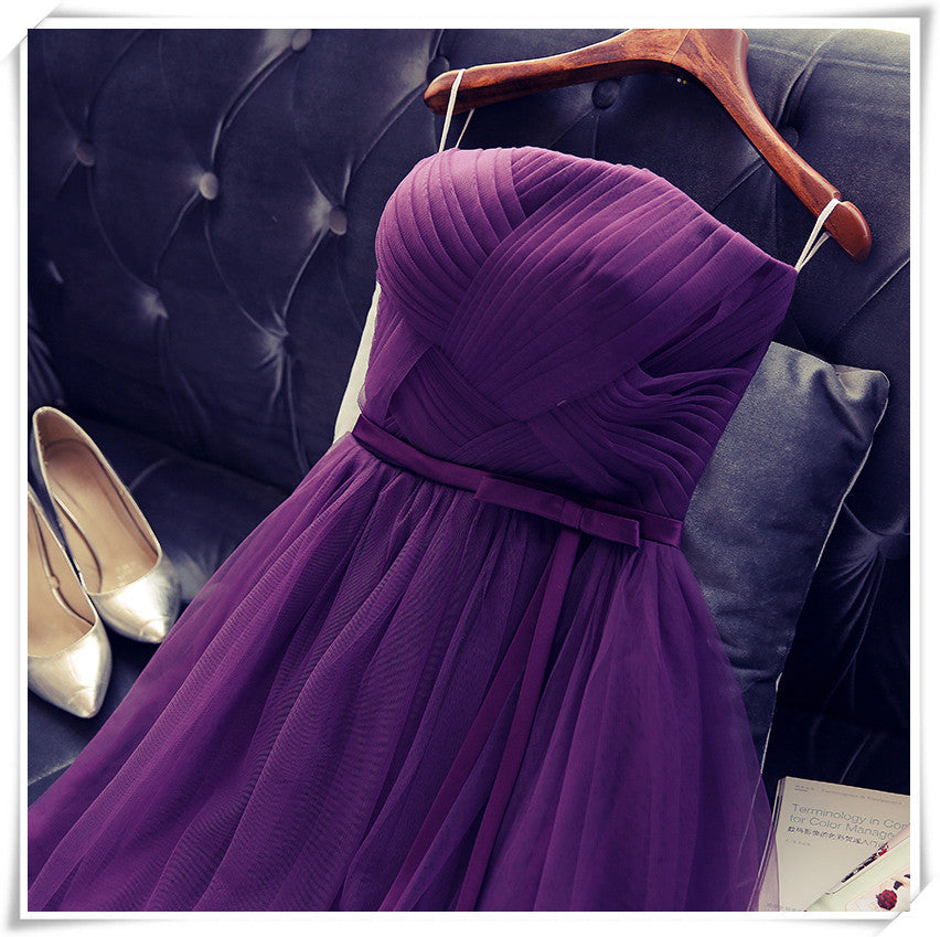 Dark Purple Cute Tulle Knee Length Formal Dress , Simple Prom Dresses Cutedressy Dark Purple Cute Tulle Knee Length Formal Dress , Simple Prom Dresses Cutedressy