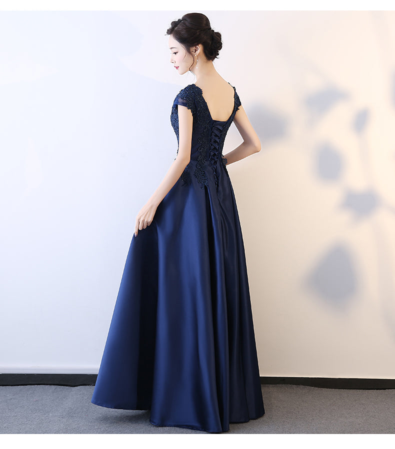 Beautiful Navy Blue Long Party Dress, A-line Prom Dress – Cutedressy