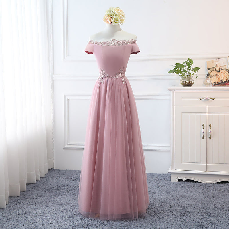 Simple long pink prom dress, pink bridesmaid dress,DS2102 main image 0