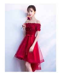 Red High Low Fashionable Homecoming Dress, Tulle Party Dresses