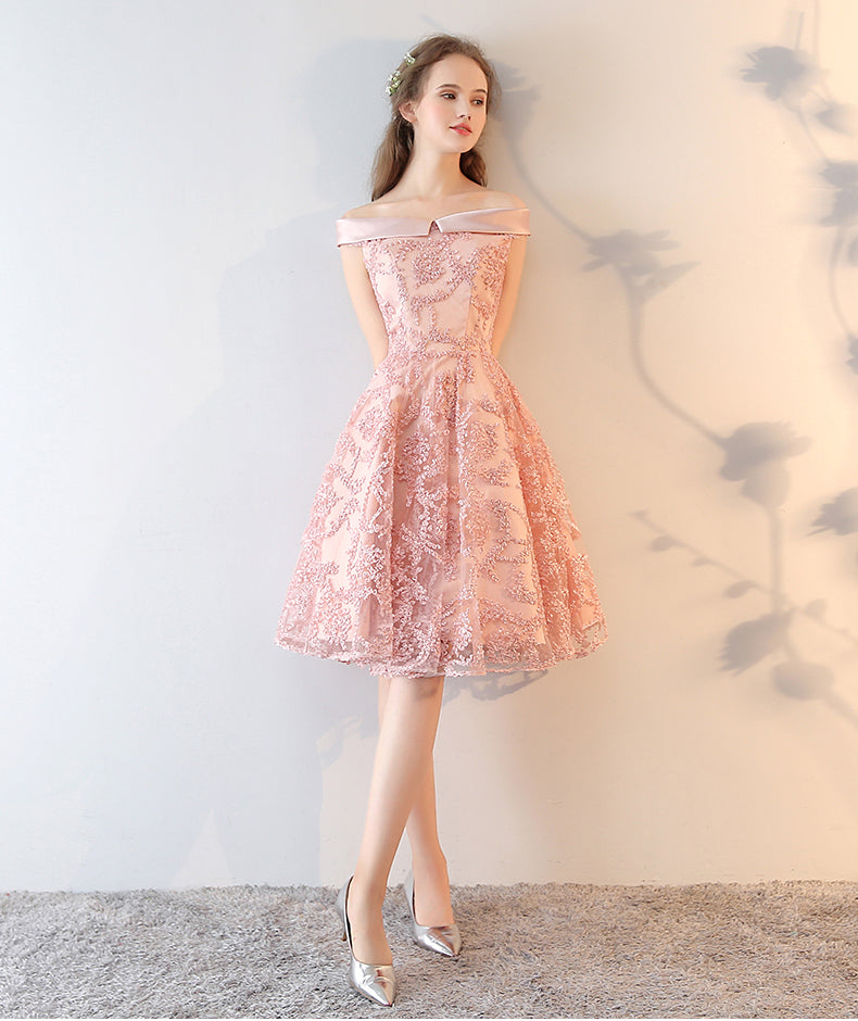 Off The Shoulder Birthday Dress Pink Homecoming Dress Short Party Dress