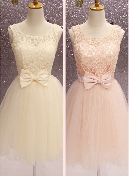 Lovely Tulle Short Formal Dress with Bow, Cute Party Dress