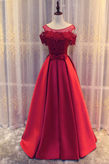 Pink Off Shoulder Satin Long with Lace Top Formal Dress, Elegant Party Dress New Style Prom