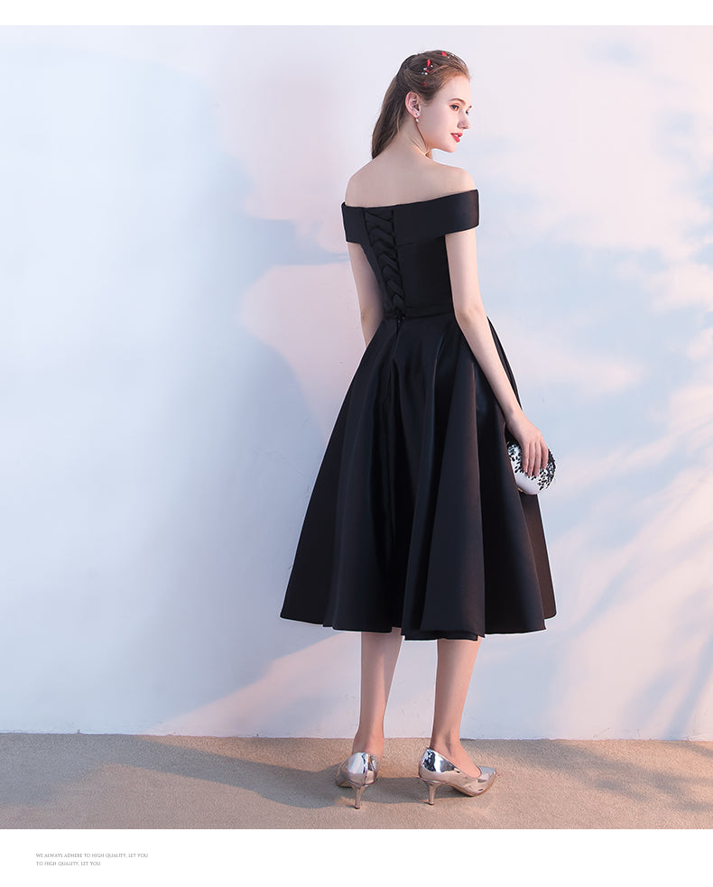 Simple Black Satin Short Sweetheart Party Dress, Black Homecoming Brid Cutedressy Simple Black Satin Short Sweetheart Party Dress, Black Homecoming Brid Cutedressy