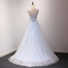 Elegant Light Blue Long Party Dress, A-line Prom Dress