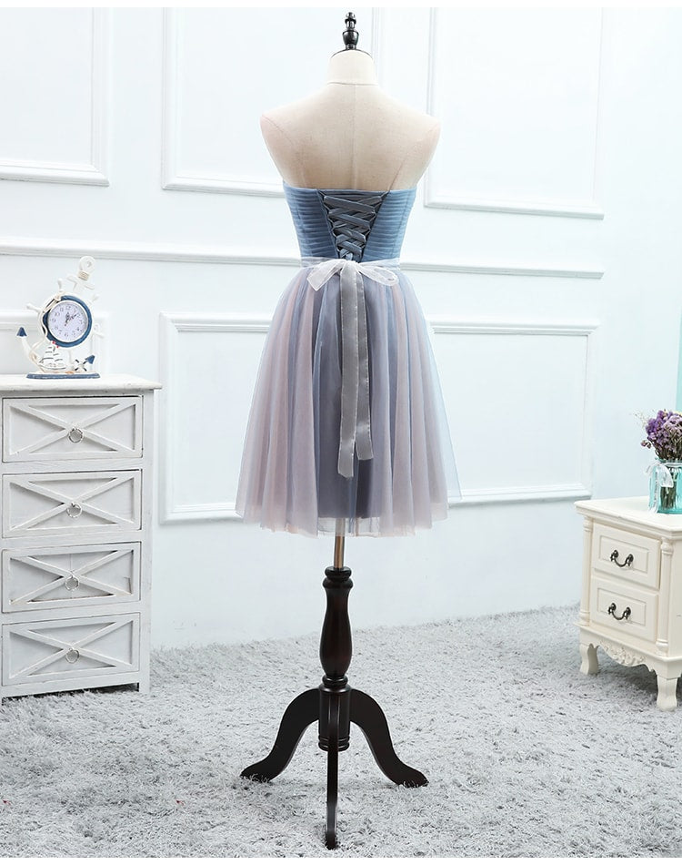 Tulle Sweetheart Blue Long Bridesmaid Dress with Belt, Charming Party Dress