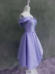 Beautiful Light Purple Short Satin Party Dress , Purple Homecoming Dress