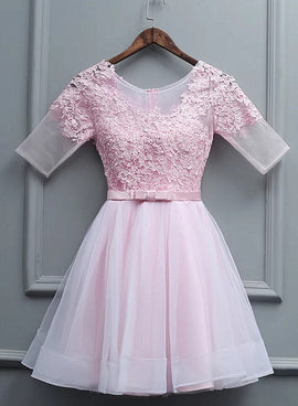 Lovely Pink Tulle Short Party Dress, Pink Homecoming Dress