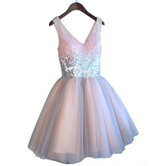 Adorable Pink V--neckline Sequins and Tulle Homecoming Dresses , Cute Prom Dresses
