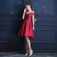 Lovely Satin Off Shoulder Homecoming Dress, Knee Length Party Dress