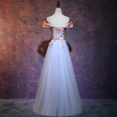 Beautiful Light Blue Off Shoulder Party Dress, Blue Prom Dress