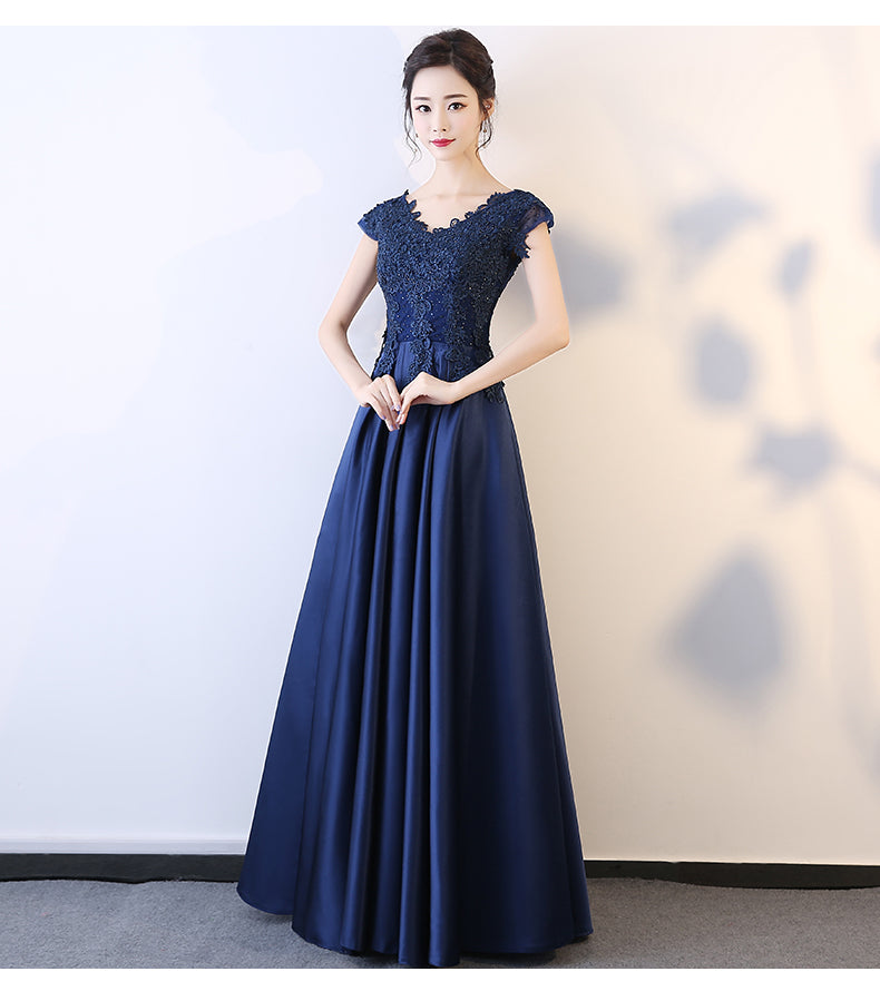 Beautiful Navy Blue Long Party Dress, A-line Prom Dress – Cutedressy