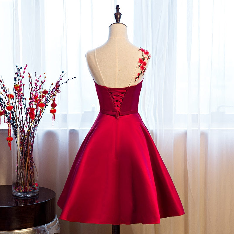 Red Satin Short Formal Dresses, Lovely Party Dresses, Cute Party Dress Cutedressy Red Satin Short Formal Dresses, Lovely Party Dresses, Cute Party Dress Cutedressy