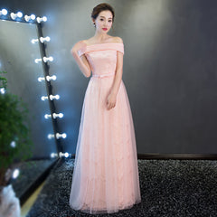 Lovely Off Shoulder Lace and Tulle Bridesmaid Dress, Cute A-line Formal Gown