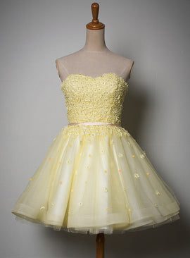 light yellow short prom dress 2020