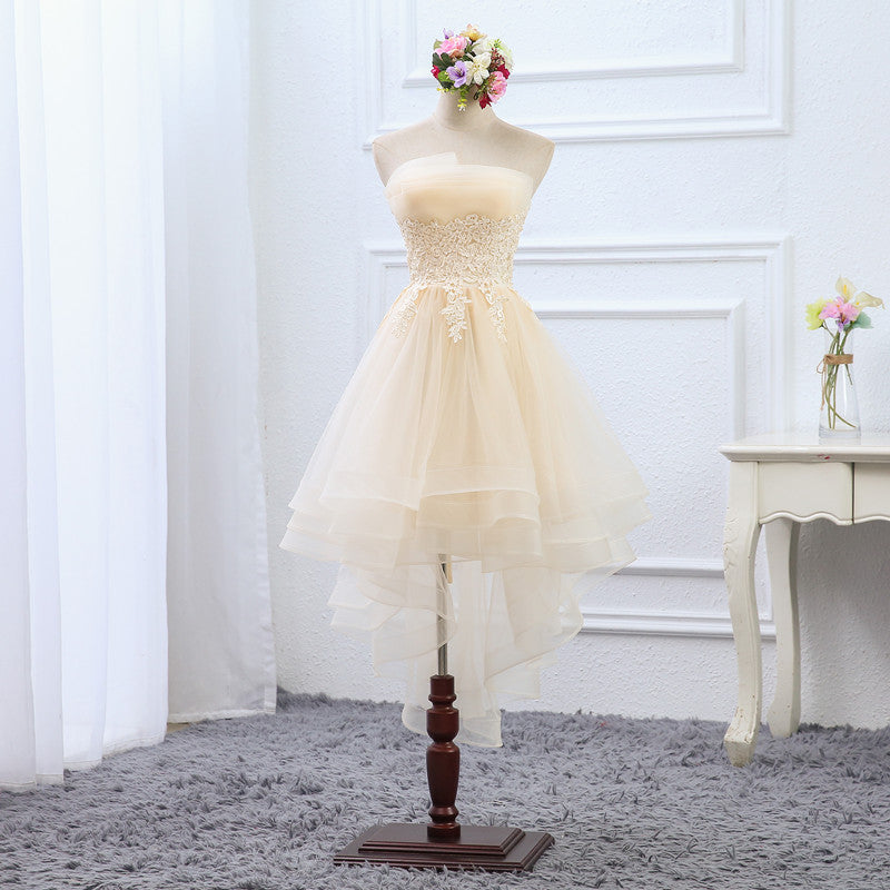 Light Champagne High Low Tulle Layers Homecoming Dress, Cute Short Pro Cutedressy Light Champagne High Low Tulle Layers Homecoming Dress, Cute Short Pro Cutedressy
