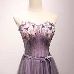 Dark Purple Long Formal Gown, Charming Tulle Elegant Party Dress