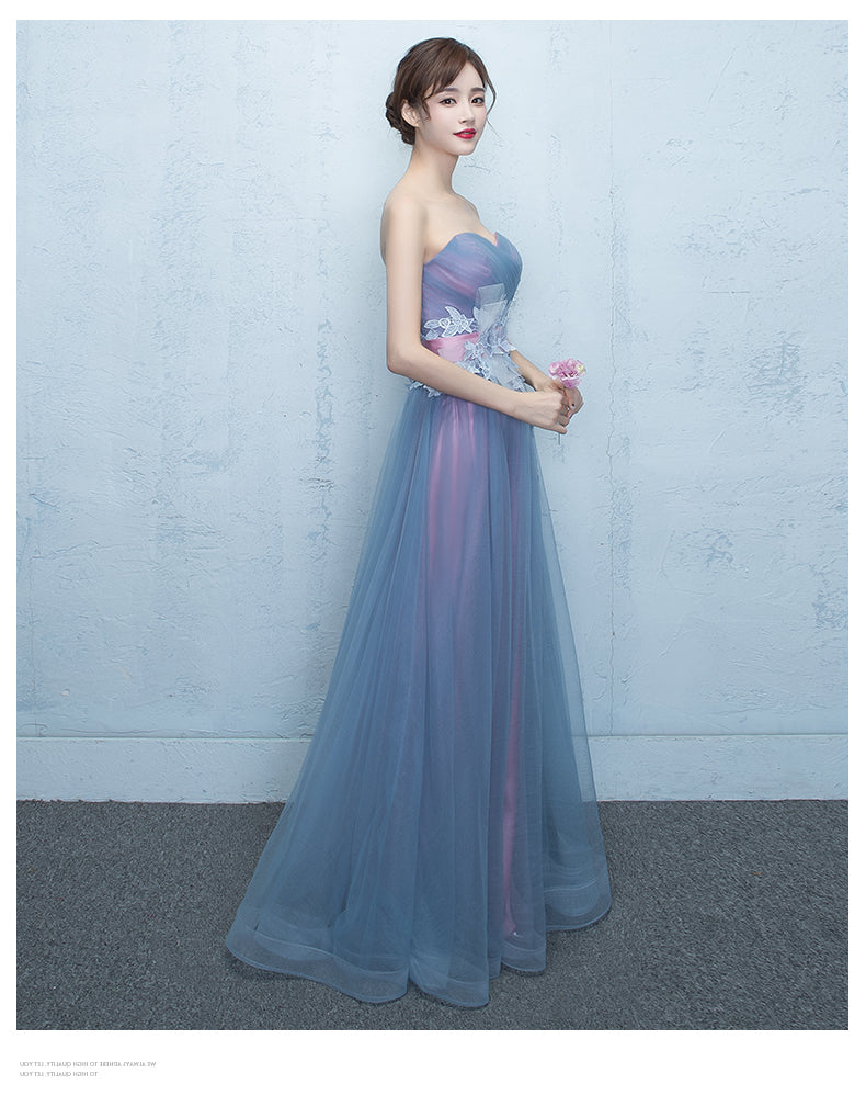 Gorgeous Blue A Line Prom Dress Long Prom Dress Y7861