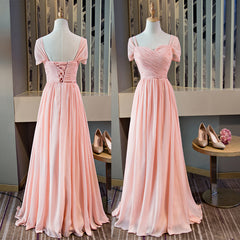 Beautiful Pink Mismatch Long Chiffon Bridesmaid Dress, Pink Party Dress