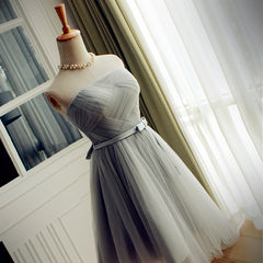 Lovely Grey Short Party Dress, Tulle A-line Homecoming Dress