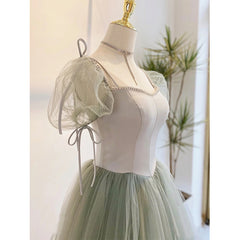 Light Green Straps Long Formal Dress, Green A-line Prom Dress