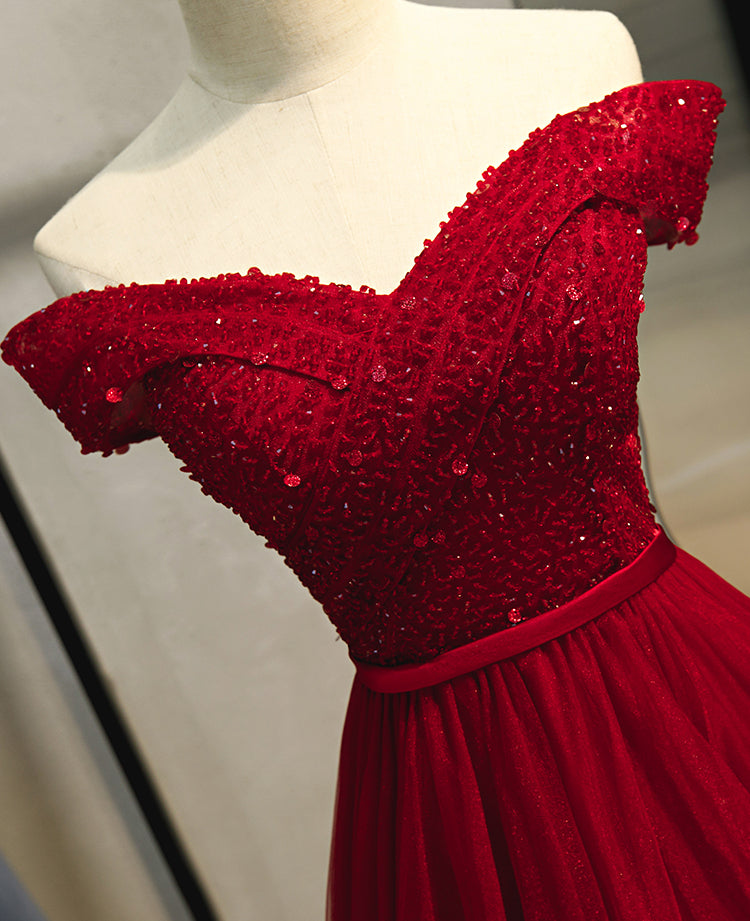 dark red off the shoulder prom dress Ella Red Off Shoulder Formal Dress - US 0