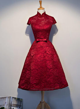 Fashionable High Low Round Neckline Lace Homecoming Dresses, Cute Tulle Party Dresses