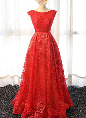 red lace long party dress