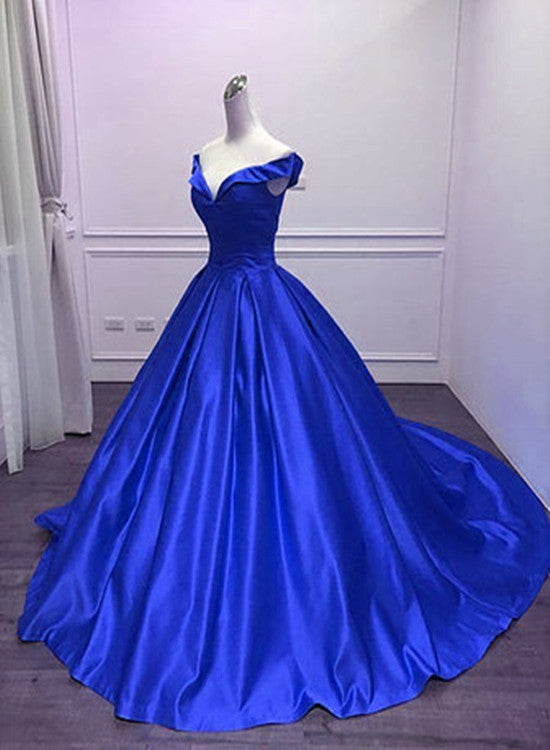 Royal Blue Gorgeous Formal Gowns, Satin Party Dresses, Formal Gowns