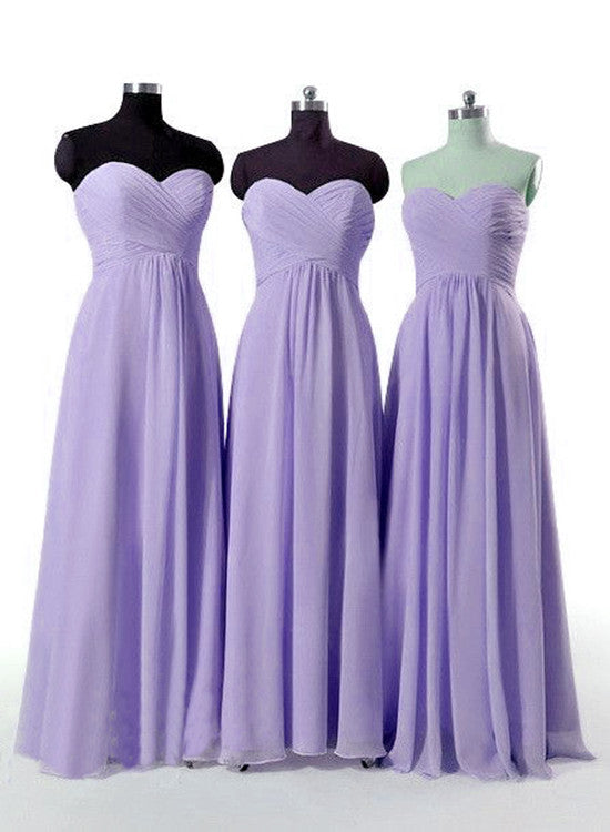 Charming Light Purple Chiffon Bridesmaid Dress, Sweetheart Long Party Dress