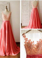 Beautiful Chiffon Lace Applique Prom Dress , Charming Junior Prom Dresses, Party Dresses