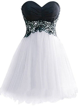 Cute White Tulle Short Sweetheart Graduation Party Dresses, Lovely Formal Dress  Homecoming Dress