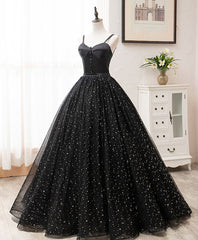 Black Gorgeous Sweetheart Straps Ball Gown Formal Dress, Black Party Dress