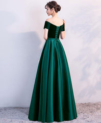 Elegant Velvet and Satin Off Shoulder Floor Length Party Dress, Blue Evening Gowns, Party Dress